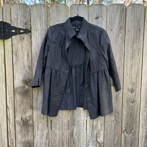 Yansi Fugel Gray Wool Blend Lightweight Empire Jacket Sz 8